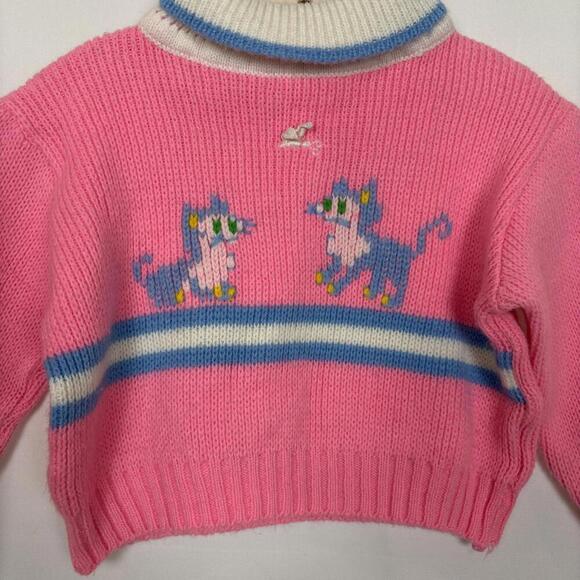 Vintage Tiny Tots Original Knit Hot Pink Kitten Sweater (check measurements) - Picture 3 of 6